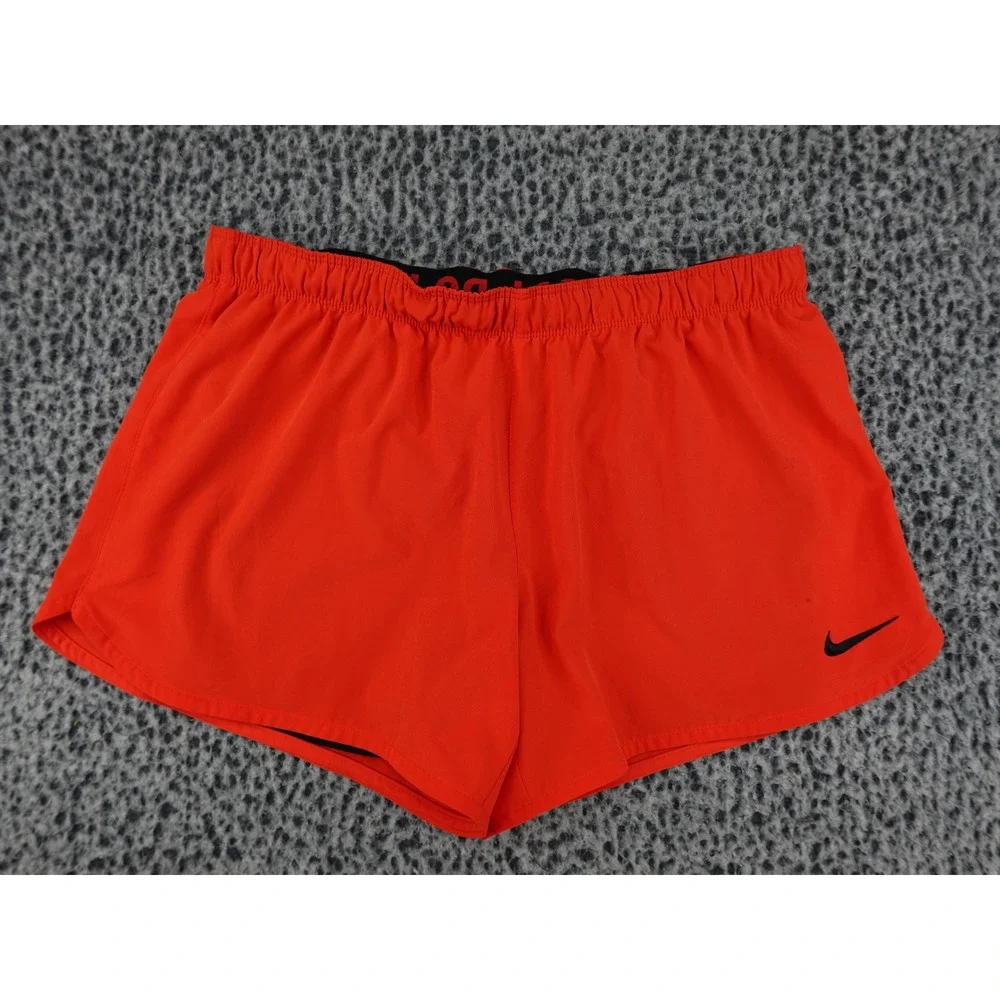 Nike Running Shorts Womens‎ Large Orange Dri-FIT Brief Liner